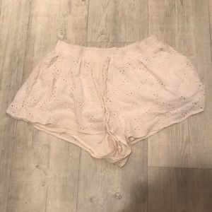 Lush Off White Eyelet Shorts